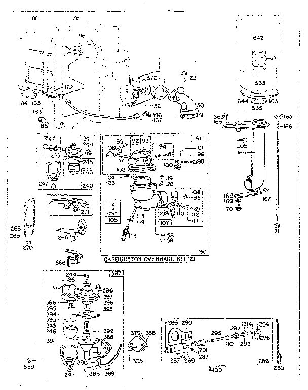 Carburetor Overhaul Kit Diagram and Parts List for 191400-191477 0010 - 0040 Briggs and Stratton Engine